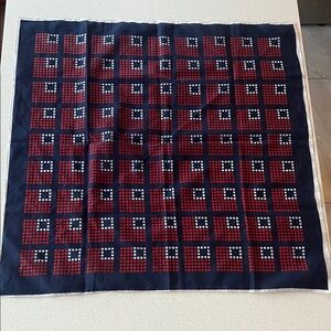Monique Martin Vintage Retro Polyester Scarf Navy Red Squares